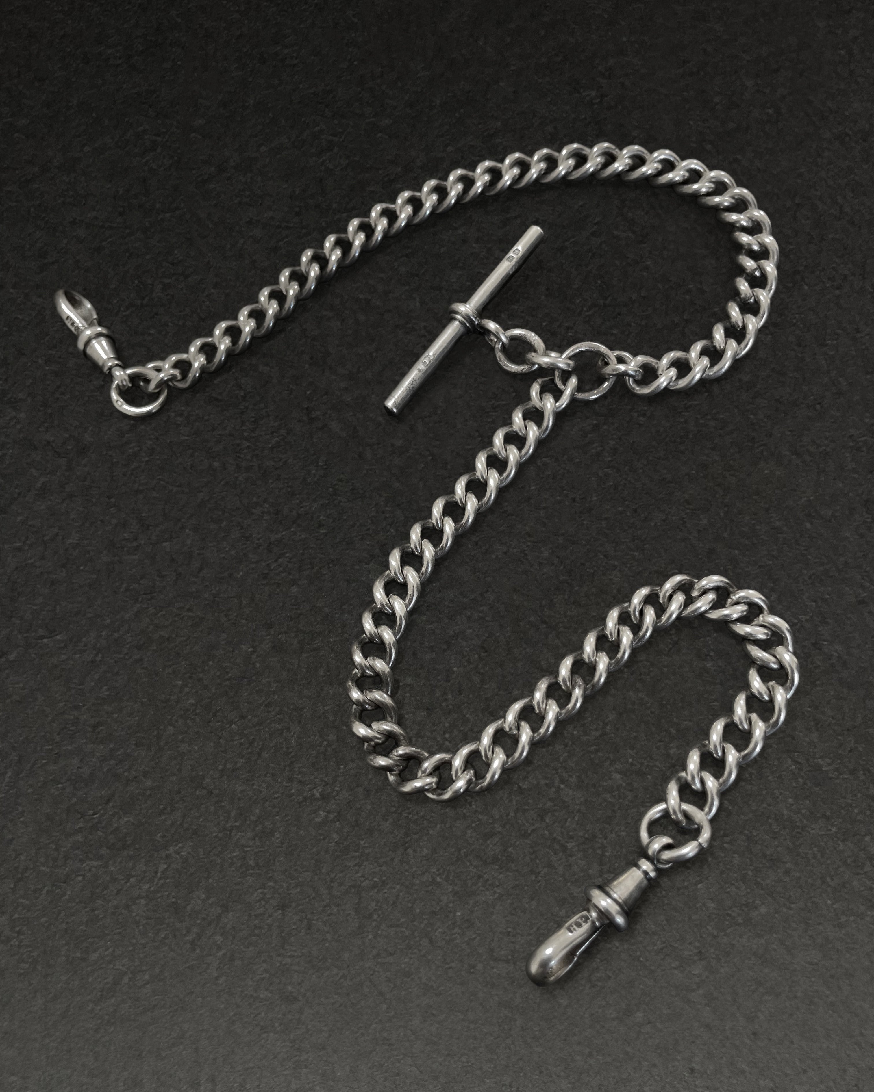 Edwardian sterling silver chain and T-bar with watch chain styling by Henry Pope – Auric Vintage