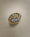 Noughties Italian diamond cluster bypass ring in 18kt white and yellow gold with intertwined sculptural ribbons – Auric Vintage