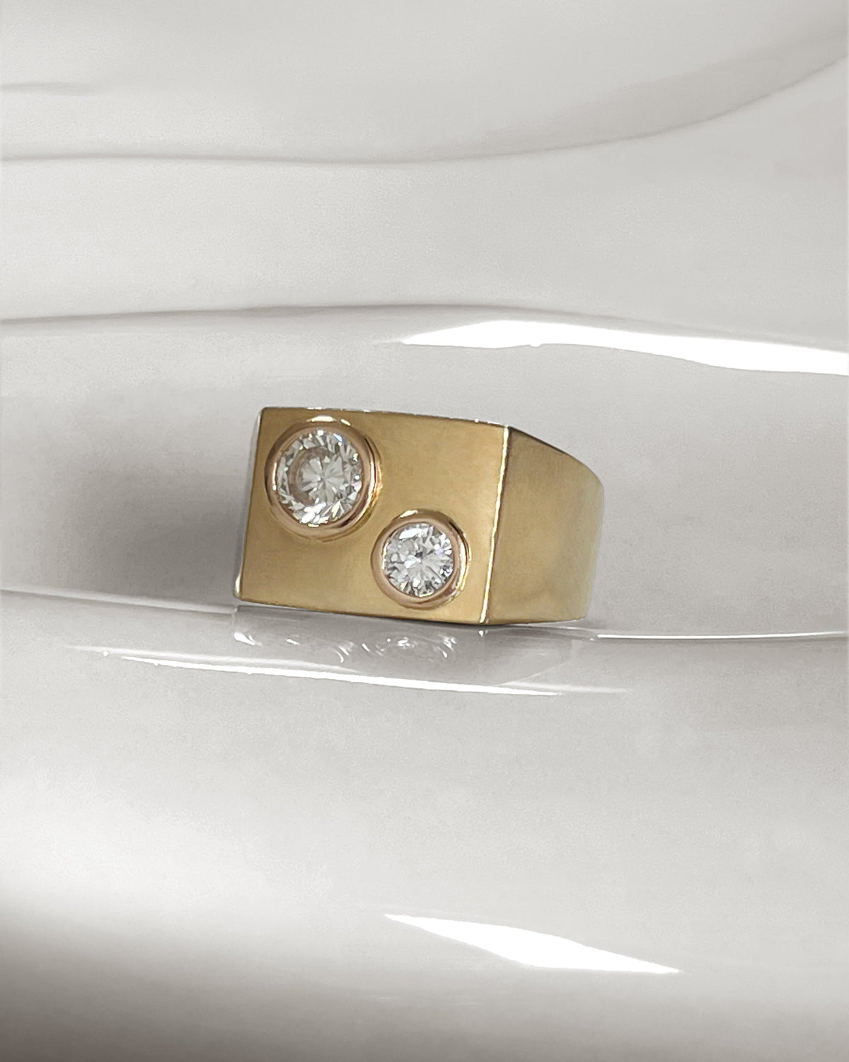 Diamond two stone square form ring
