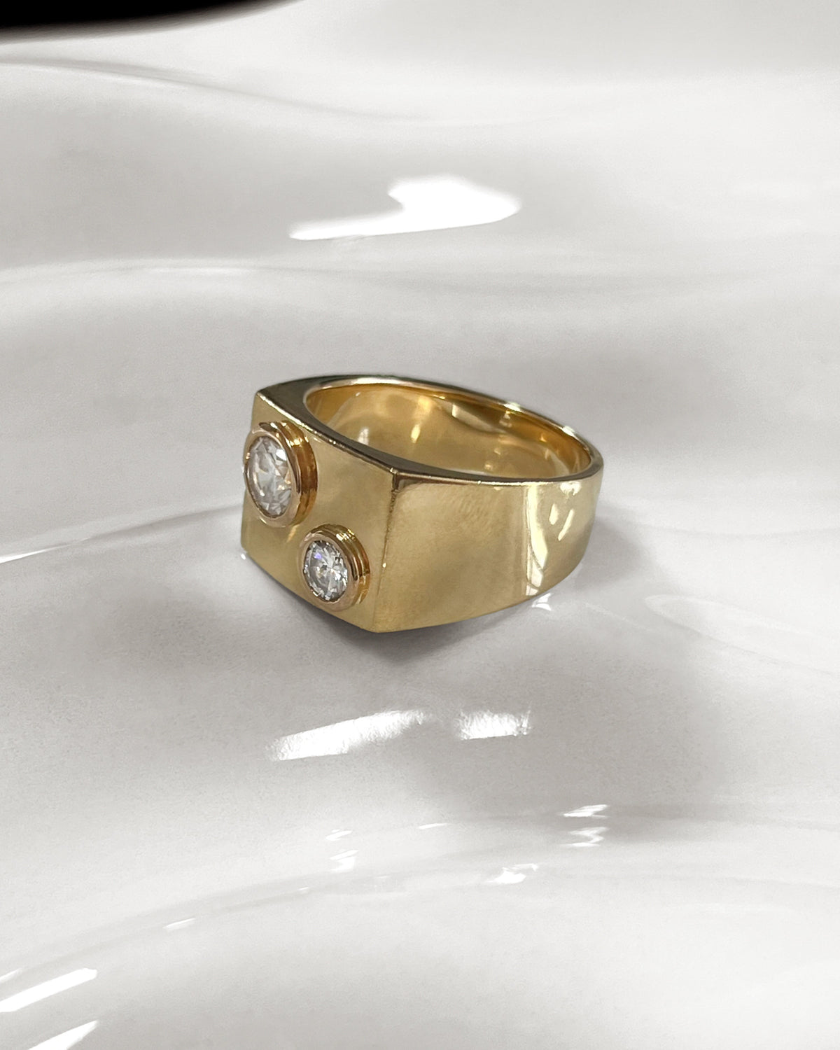 Diamond two stone square form ring