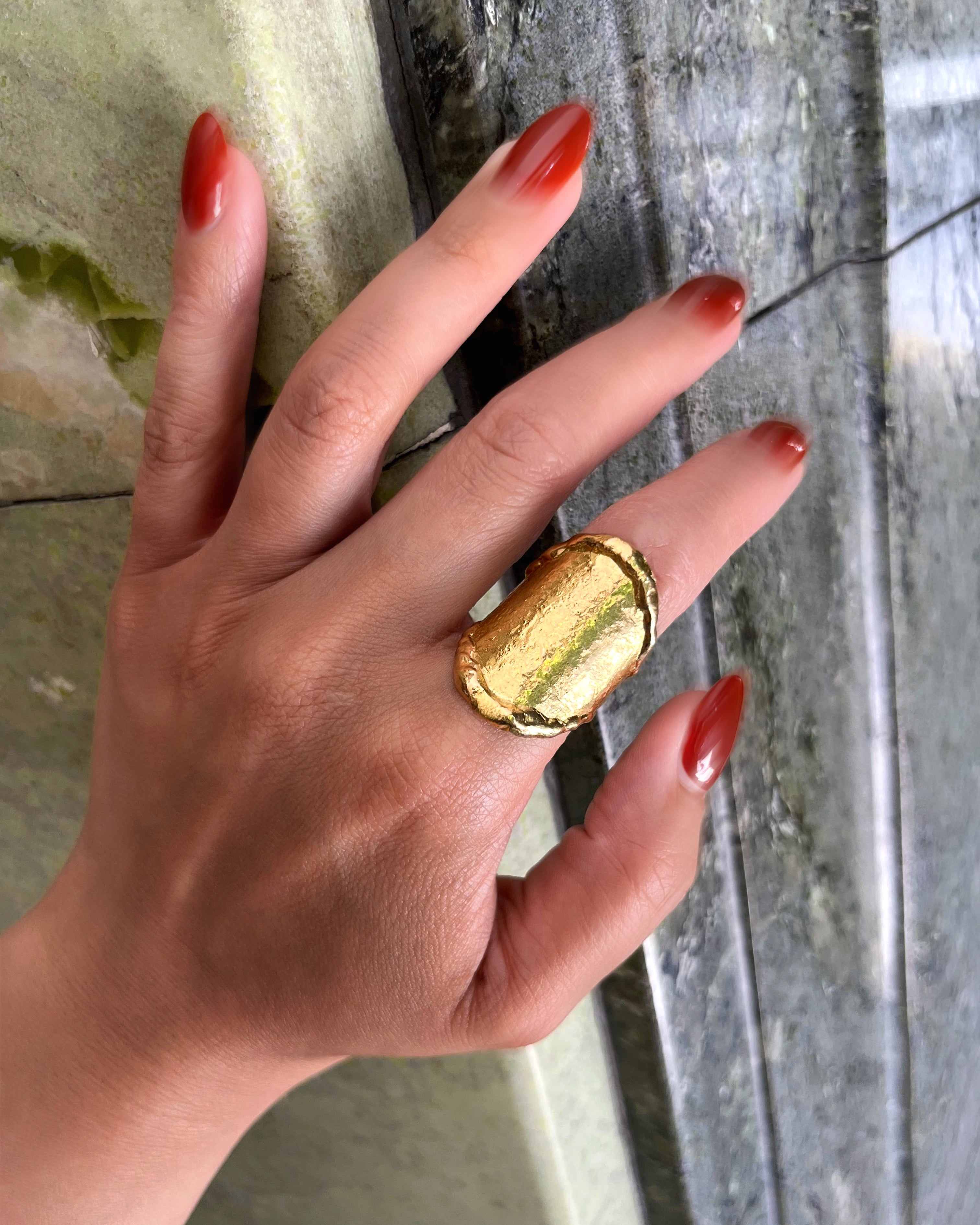 Seventies textured carapace ring