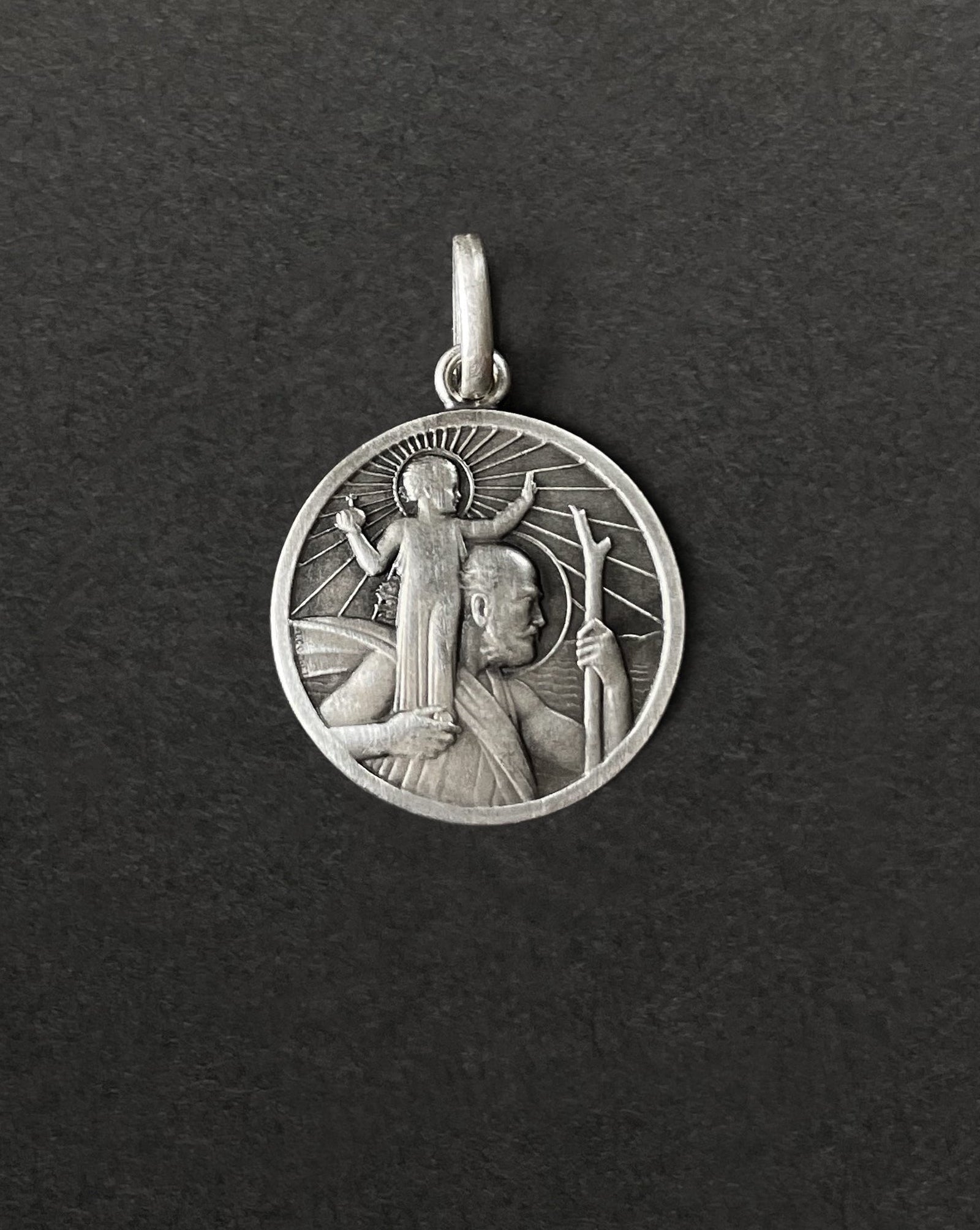 Vintage French St. Christopher pendant in silver with figural design by Crochet – Auric Vintage