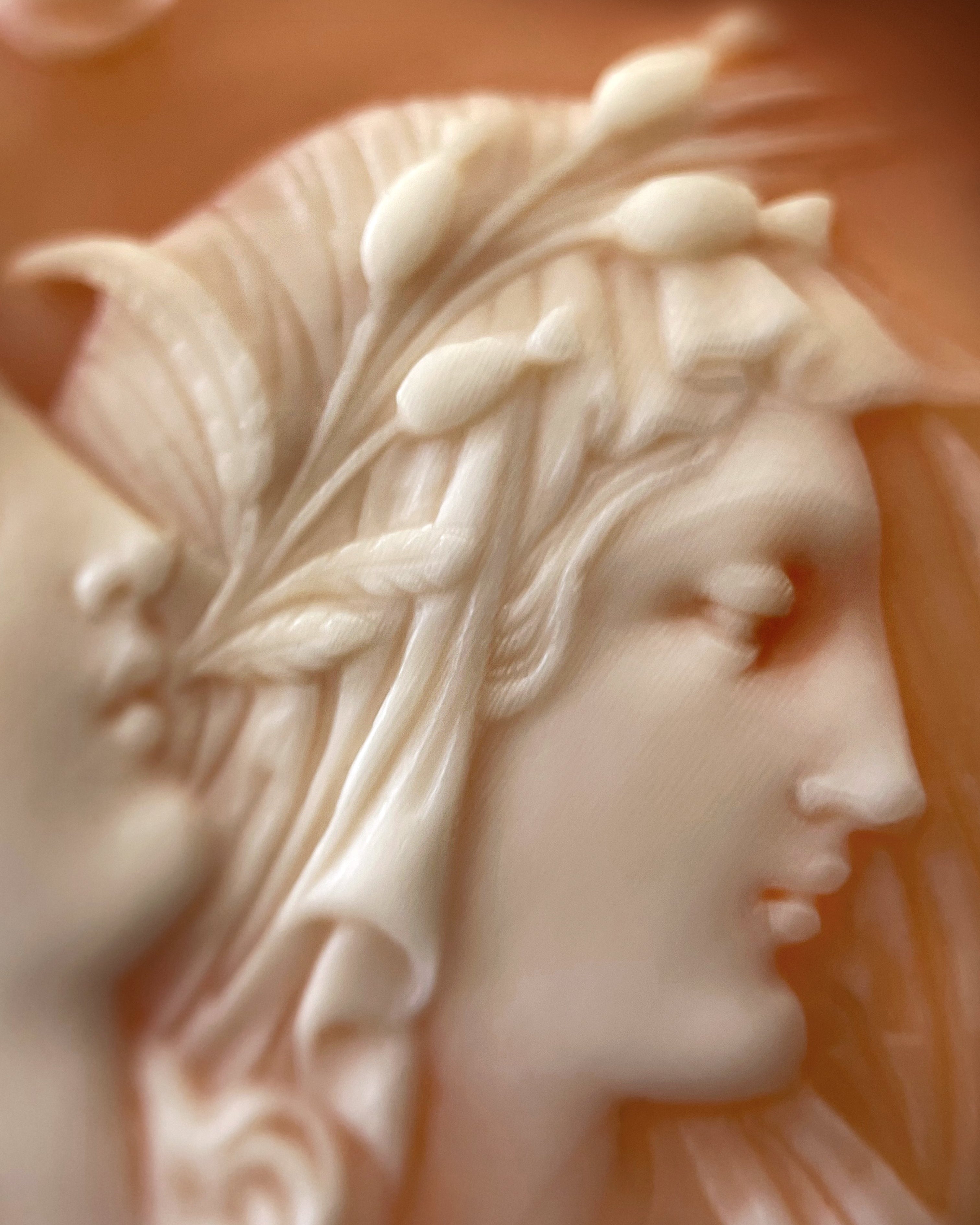 Victorian Day and Night shell cameo brooch