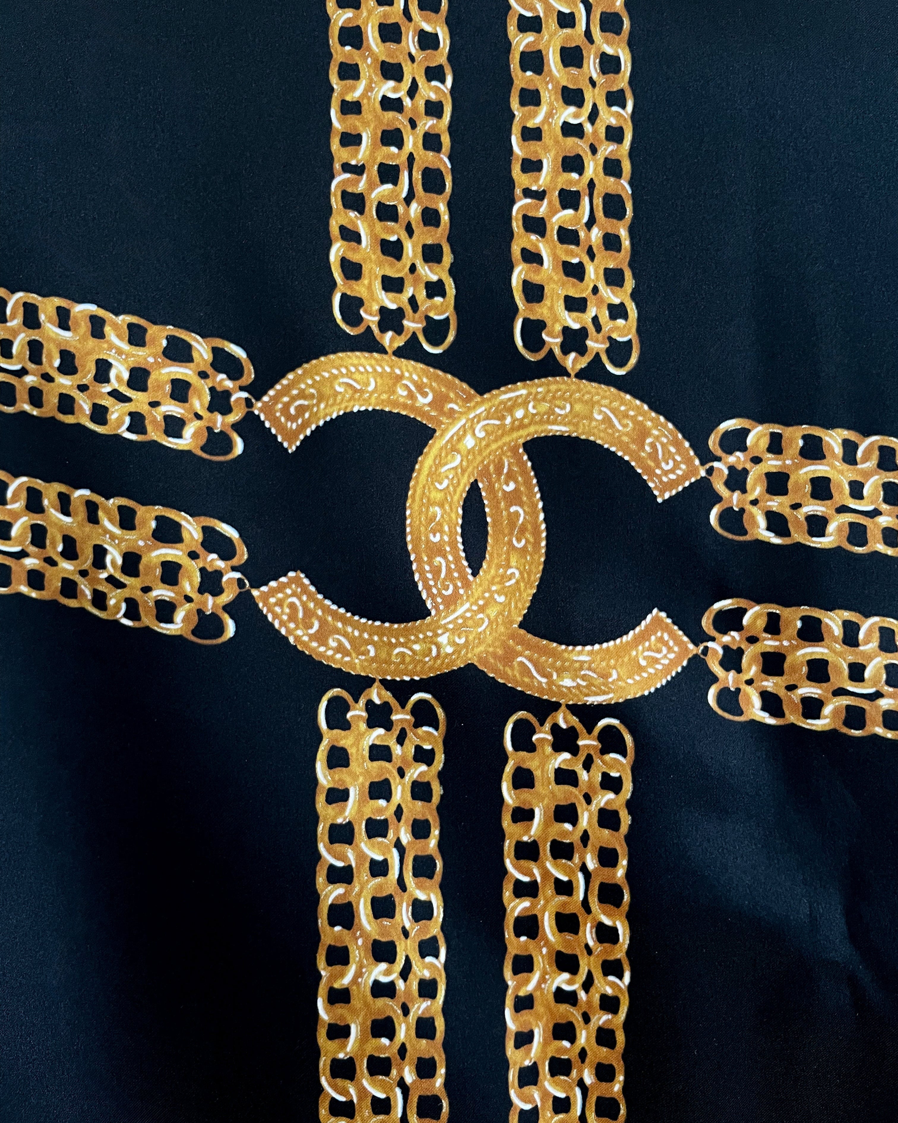 Chanel Cruise collection silk scarf in black