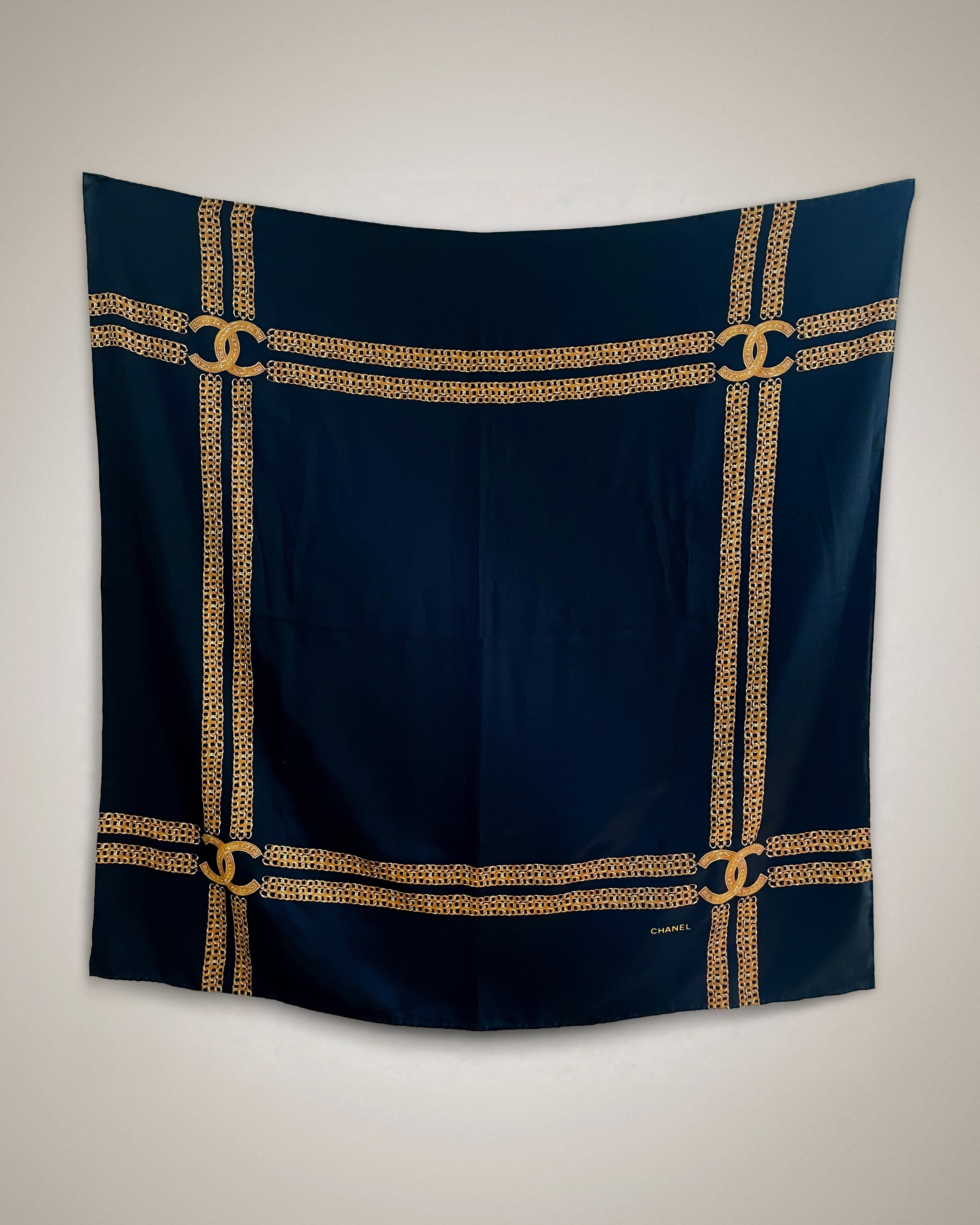 Chanel Cruise collection silk scarf in black