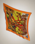 Hermes Kuggor Tree plisse silk scarf in orange