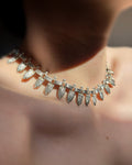 Antique Sterling silver Cleopatra collar necklace worn on the neck with articulated palm leaf fringe design – Auric Vintage