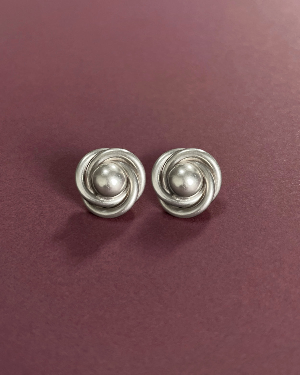 Vintage dome and spiral knot stud earrings