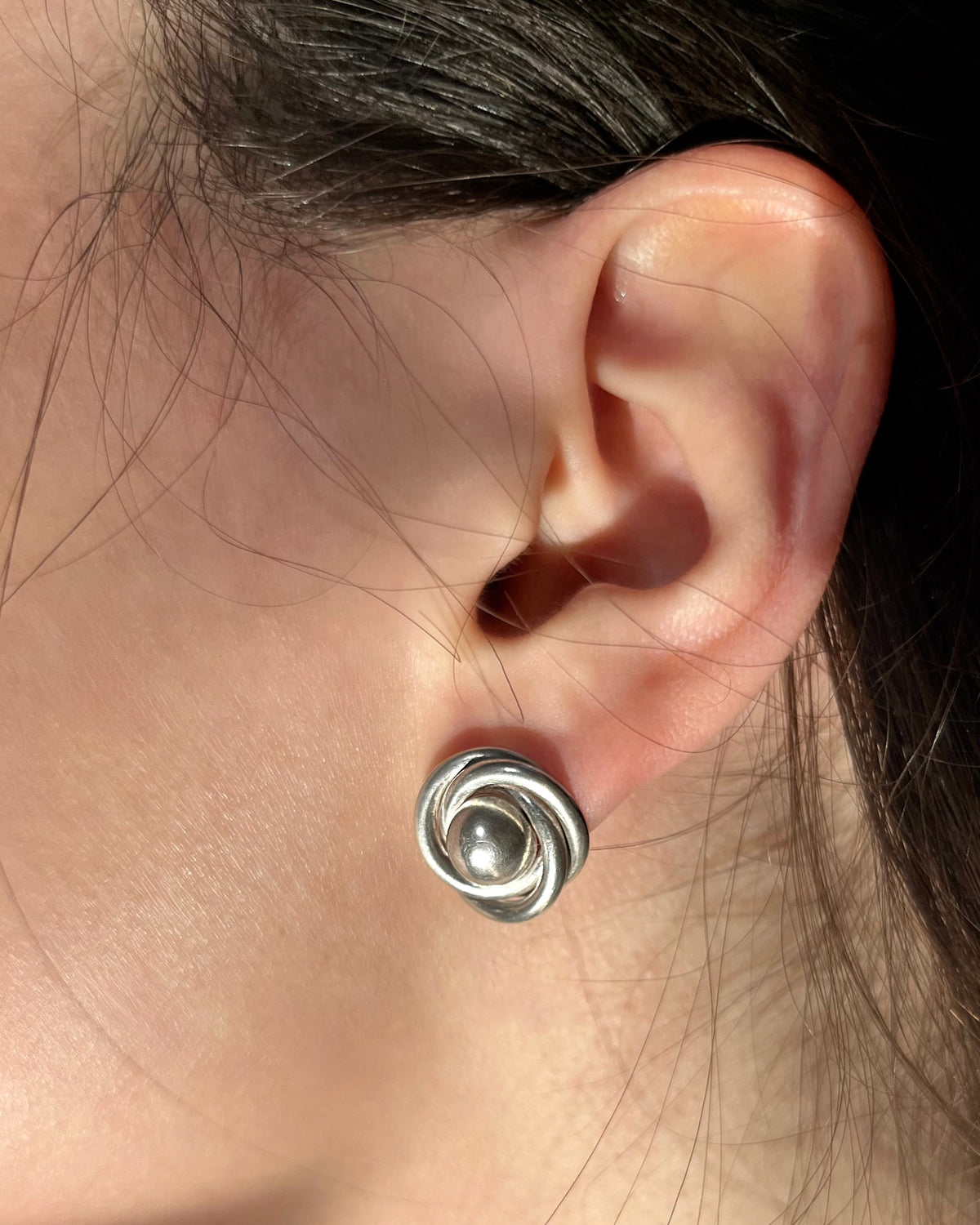 Vintage dome and spiral knot stud earrings