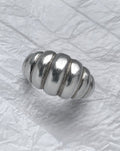 1950s French ribbed bombé ring in sterling silver with sculptural domed form and deep ribbed detail – Auric Vintage