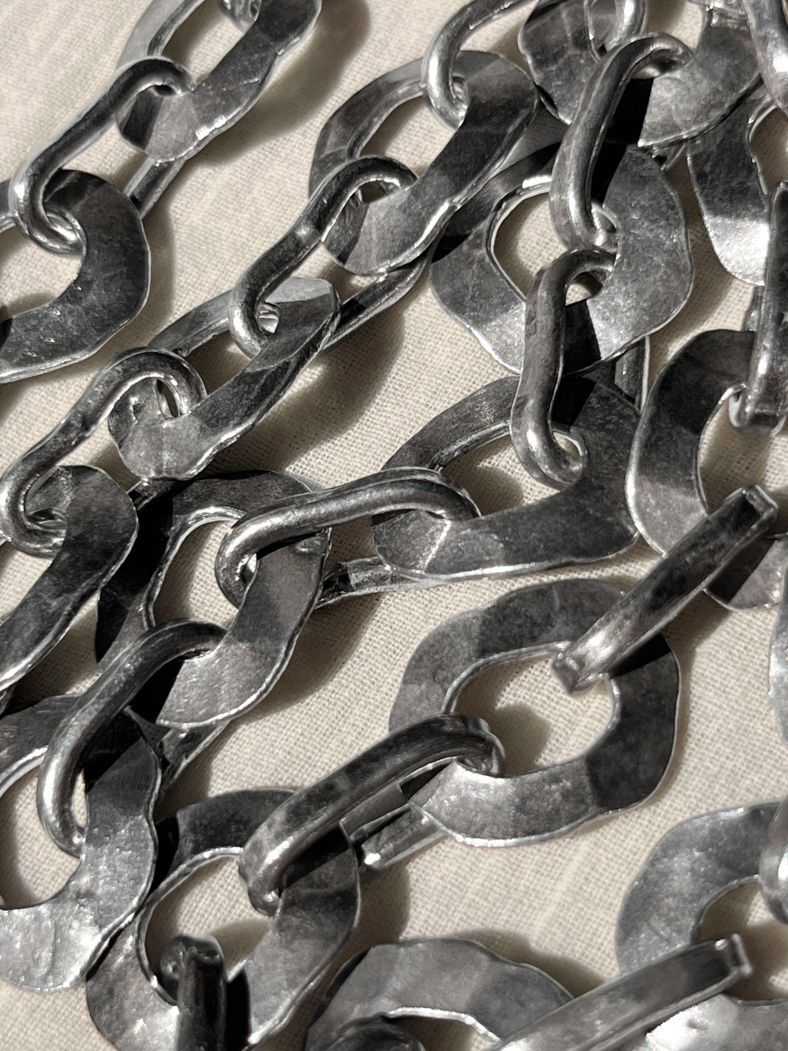 Brutalist hammered oval necklace