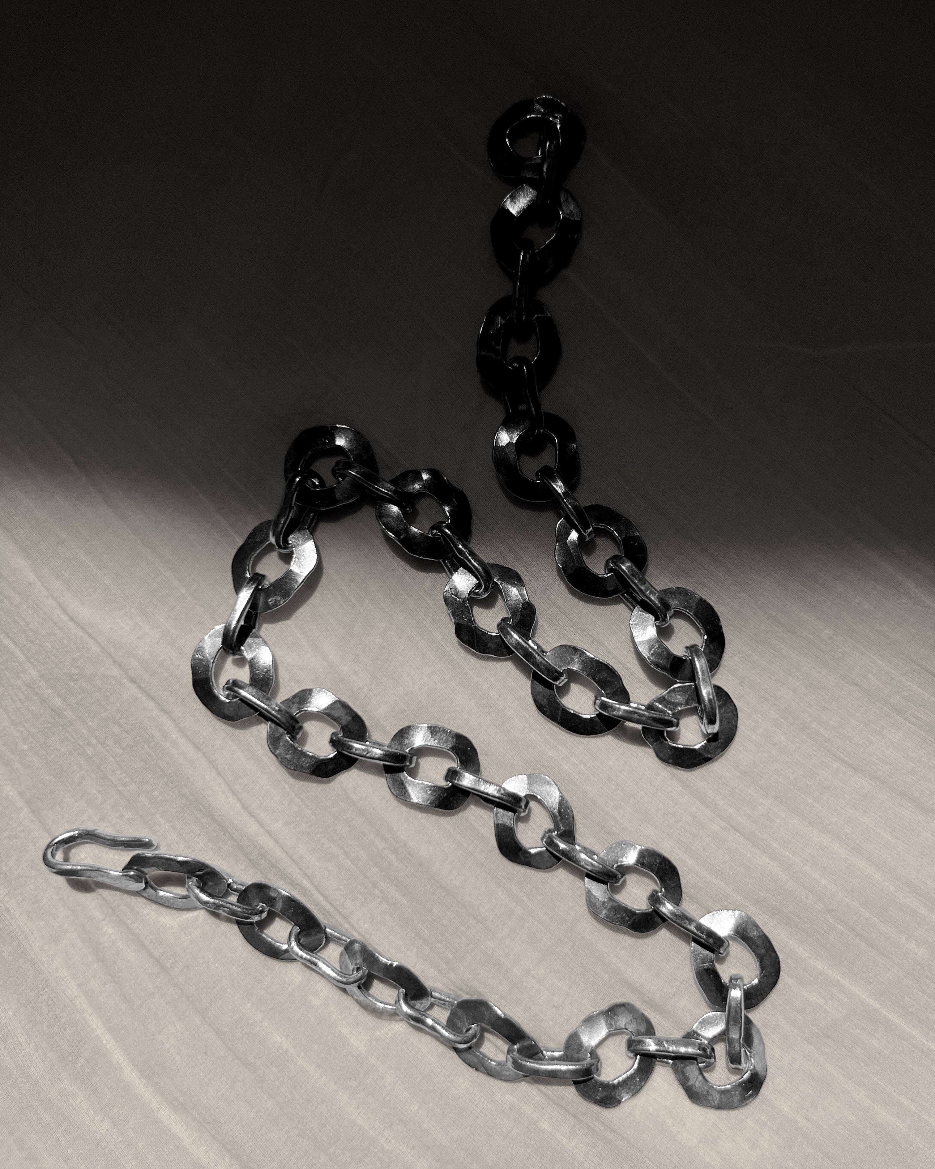 Brutalist hammered oval necklace