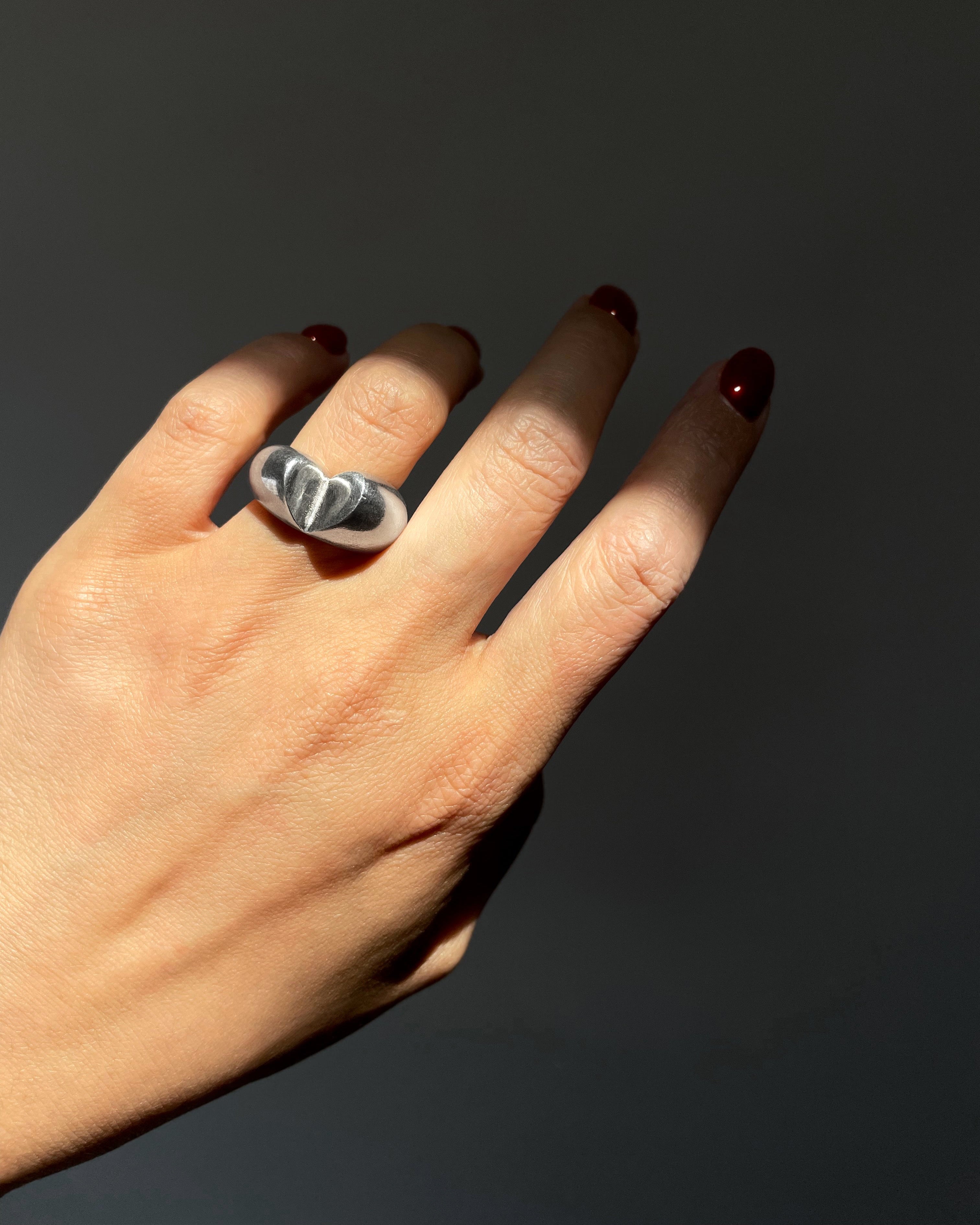 Modernist cut-out heart ring