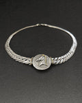 Vintage French Carthaginian tetradrachm pendant collar necklace in sterling silver by Arthus Bertrand with braided collar and coin medallion – Auric Vintage