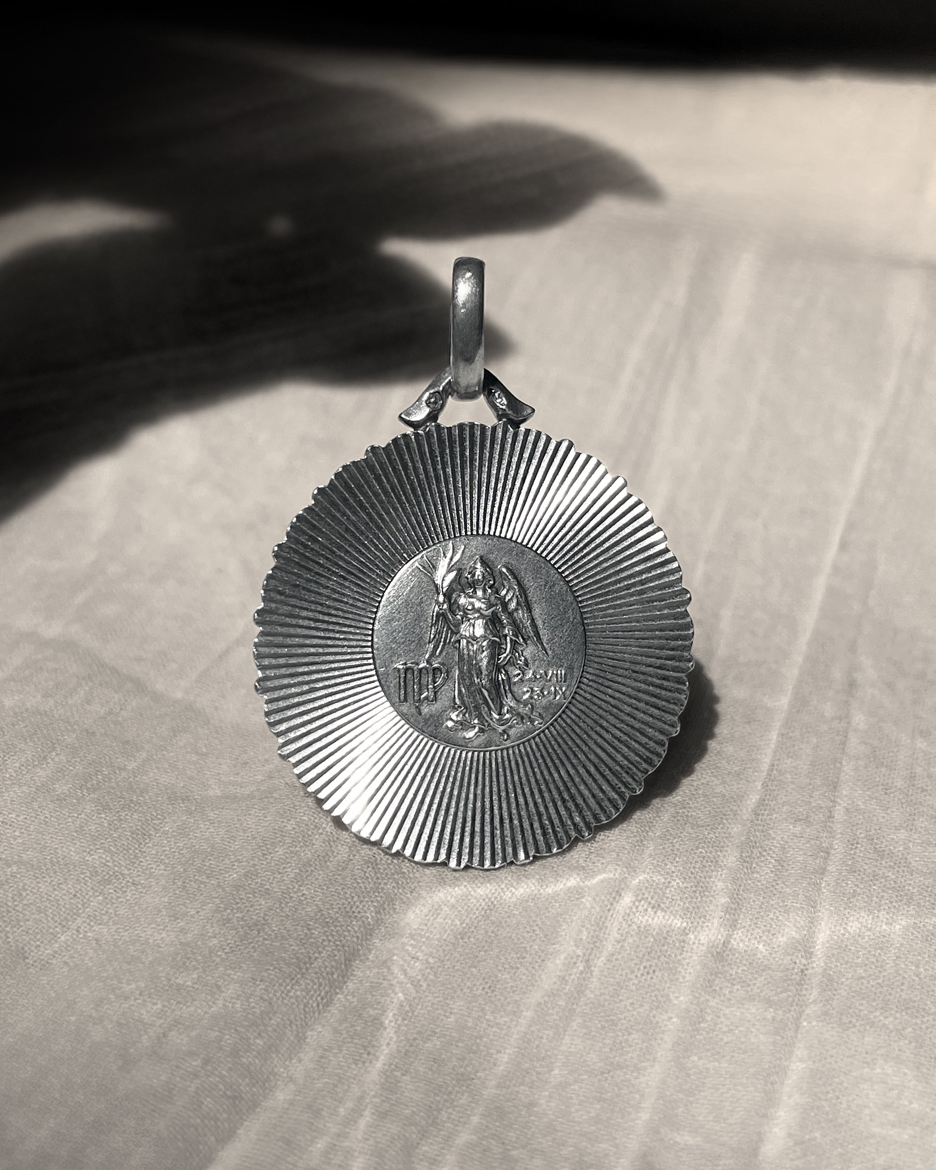 Mid century engine turned Virgo pendant