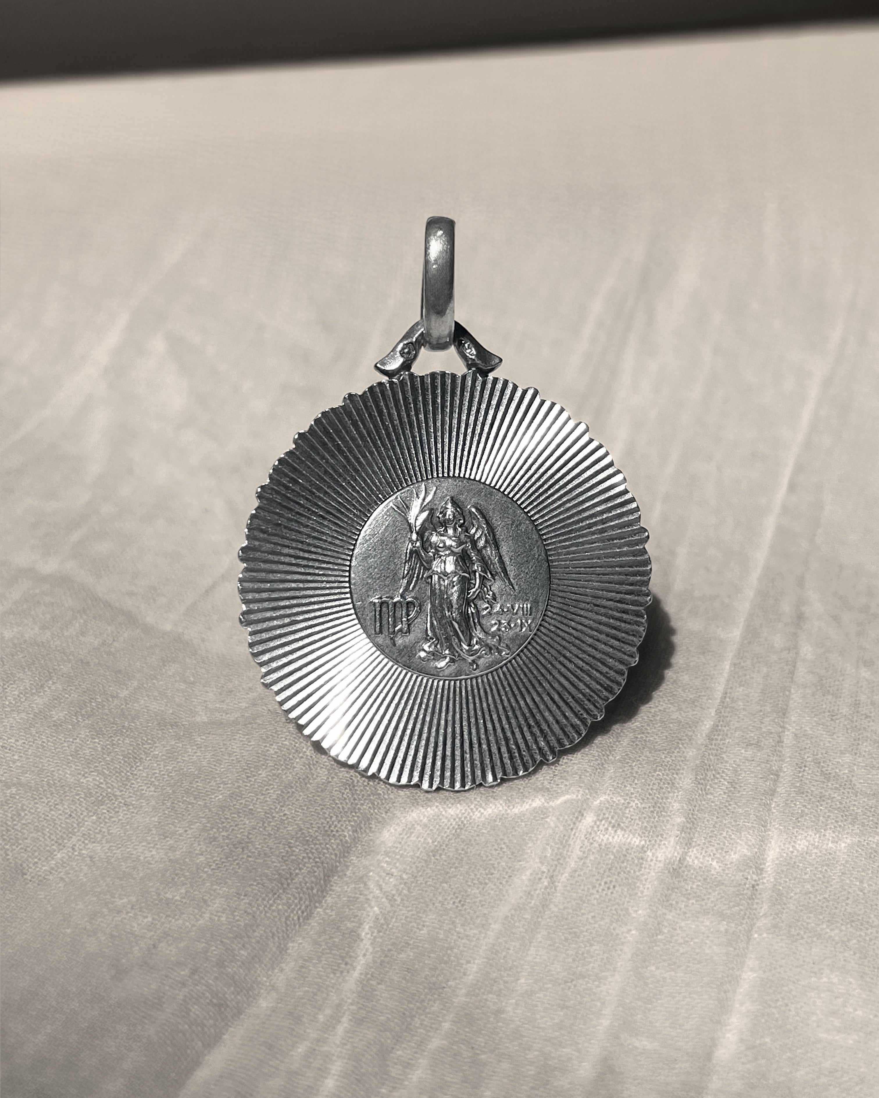 Mid century engine turned Virgo pendant