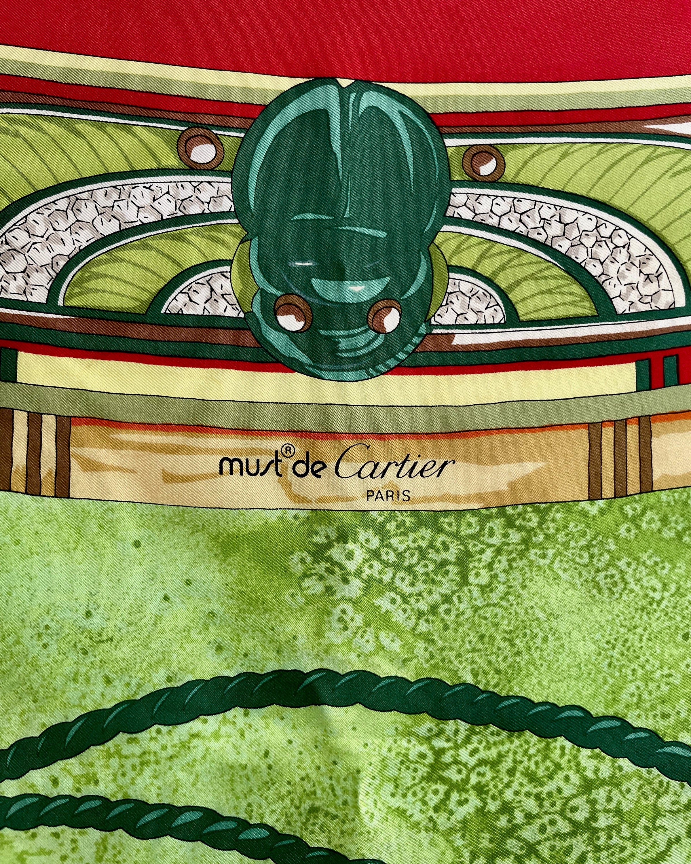 Must de Cartier Le Scarabée scarf in light green