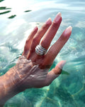 Seventies horizontal terraced ribbed ring