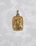 Vintage 18kt yellow gold St. Christopher pendant with Christ Child, tablet-shaped design with faceted border – Auric Vintage