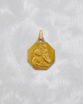 1950s French St. Christopher pendant in 18kt yellow gold with octagonal form and haloed figures – Auric Vintage