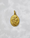 1950s French oval St. Christopher medal in 18kt yellow gold with haloed figures and polished border – Auric Vintage