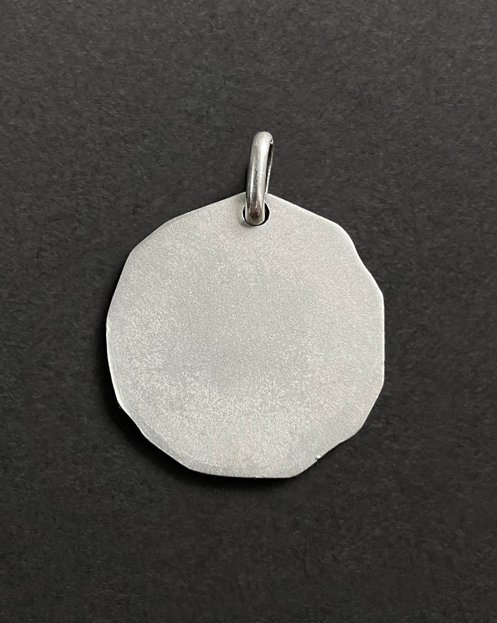 Reverse of mid century French St. Christopher medal in 800 silver showing smooth finish – Auric Vintage