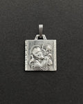 Classical French square St. Christopher pendant in 800 silver with figural relief – Auric Vintage