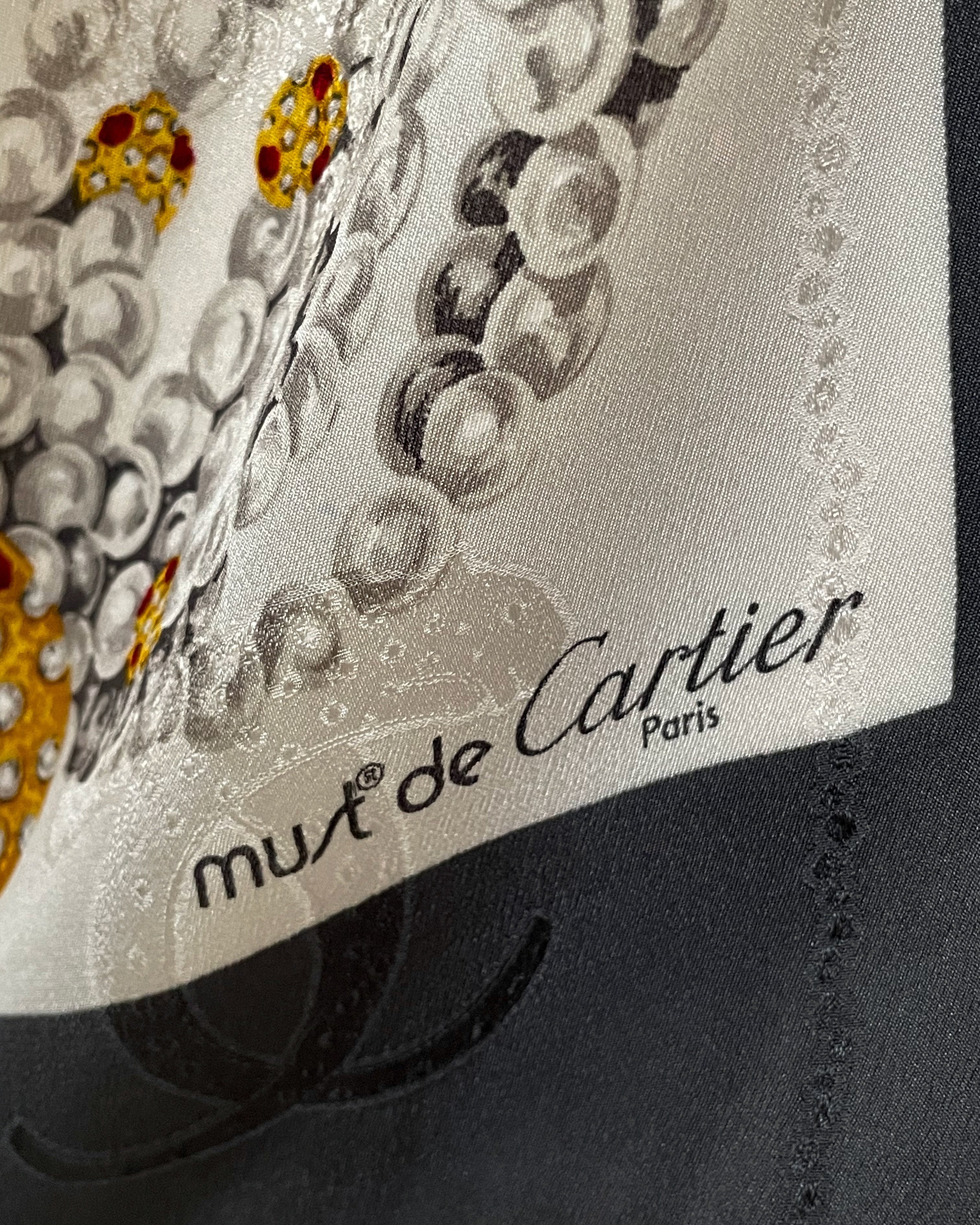 Must de Cartier Panther scarf in white-grey