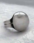 Side view of vintage domed ring in polished sterling silver showing sculptural profile and split shoulders – Auric Vintage