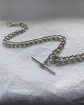 Vintage curb link watch chain in solid sterling silver with t-bar and swivel clasps – Auric Vintage
