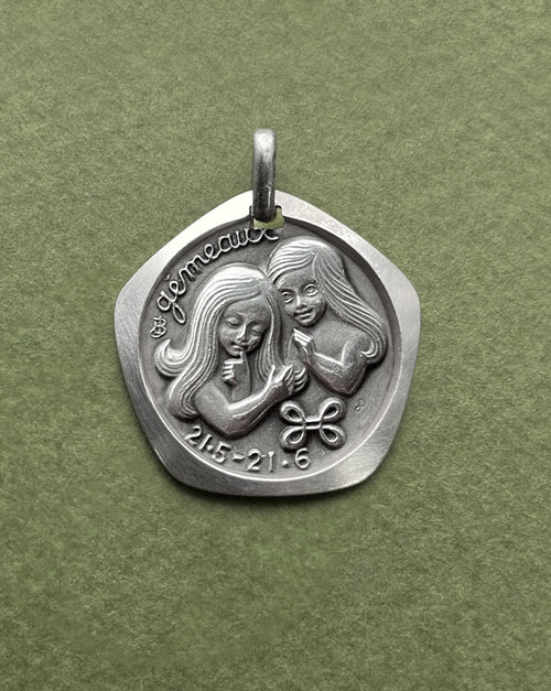 1970s French Gemini zodiac pendant in 800 silver with twin figure motif by Jean Balme – Auric Vintage