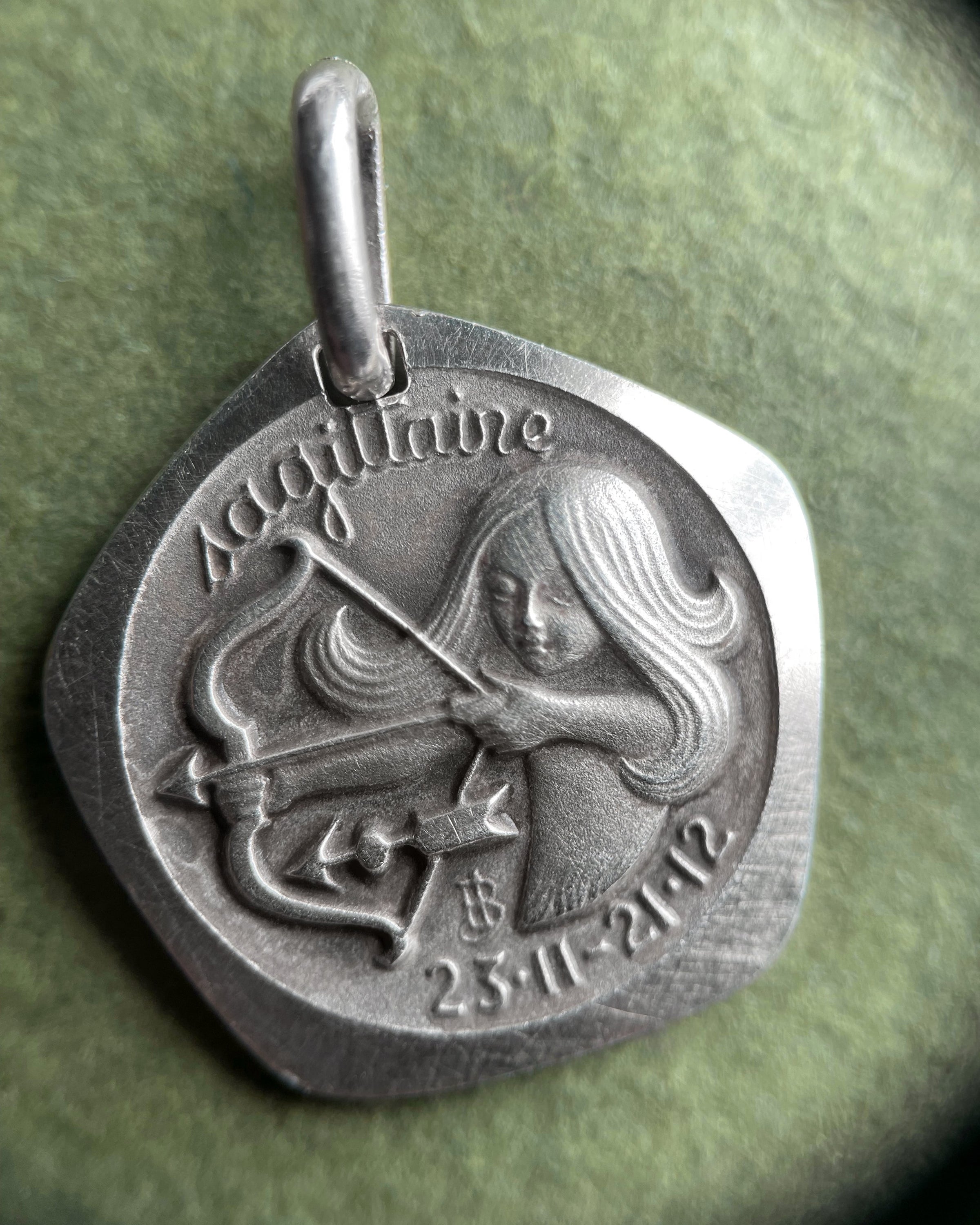 1970s mini Sagittarius pentagonal pendant