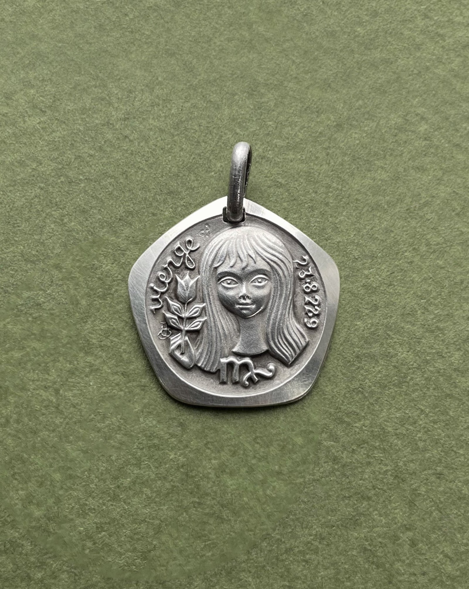 1970s French Virgo zodiac pendant in 800 silver with female figure motif by Jean Balme – Auric Vintage