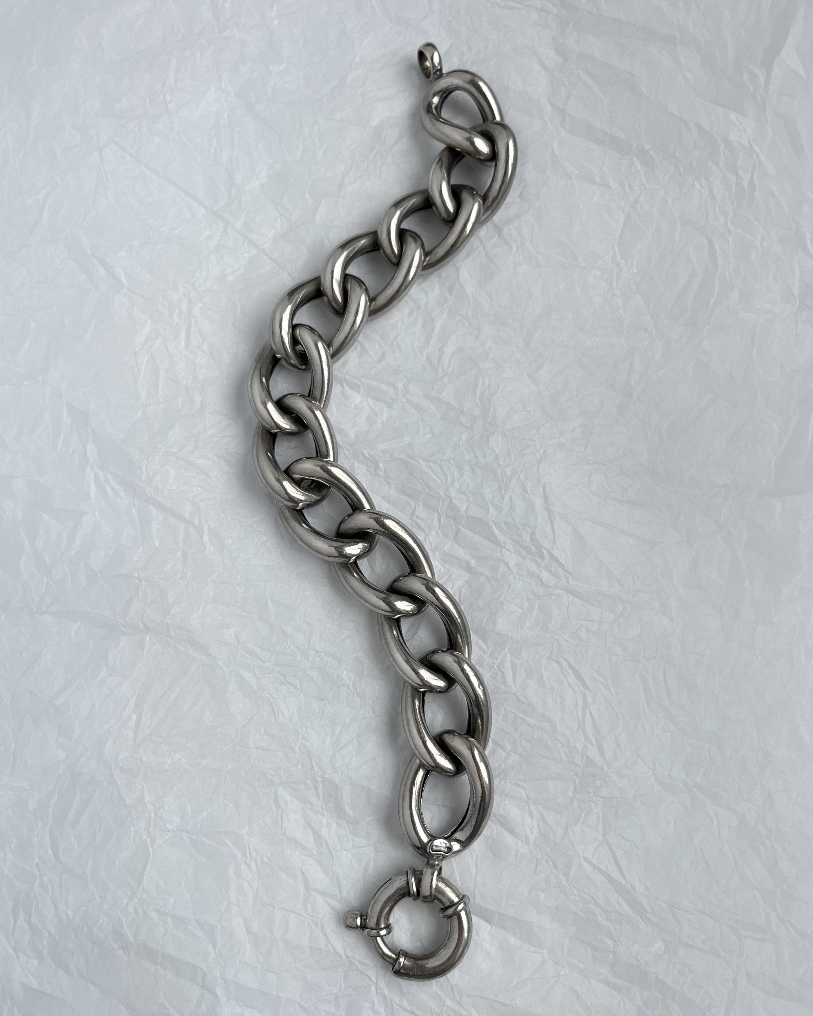Y2K chunky open curb link bracelet in sterling silver with hollow links and polished finish – Auric Vintage