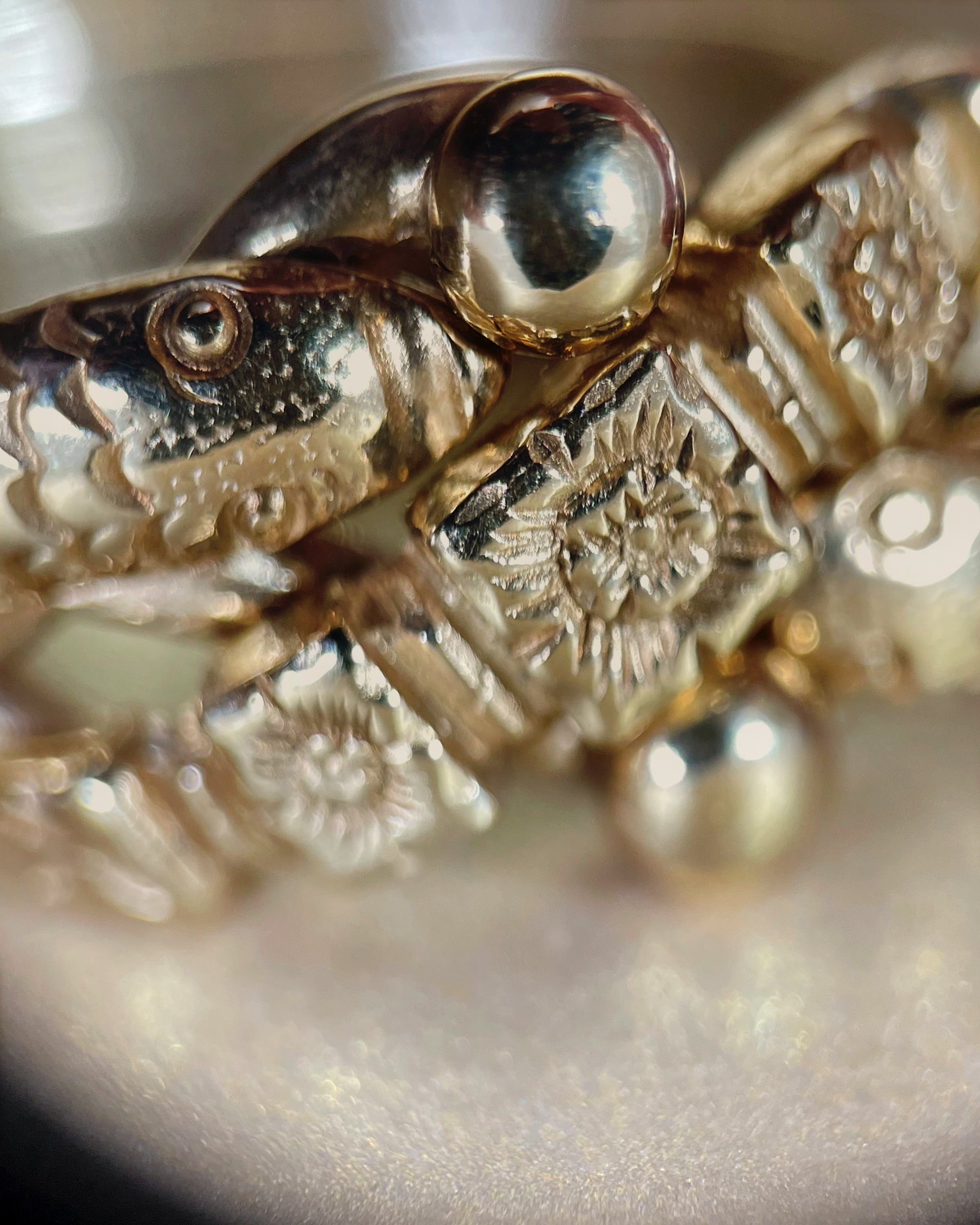 Vintage flower and serpent puzzle ring
