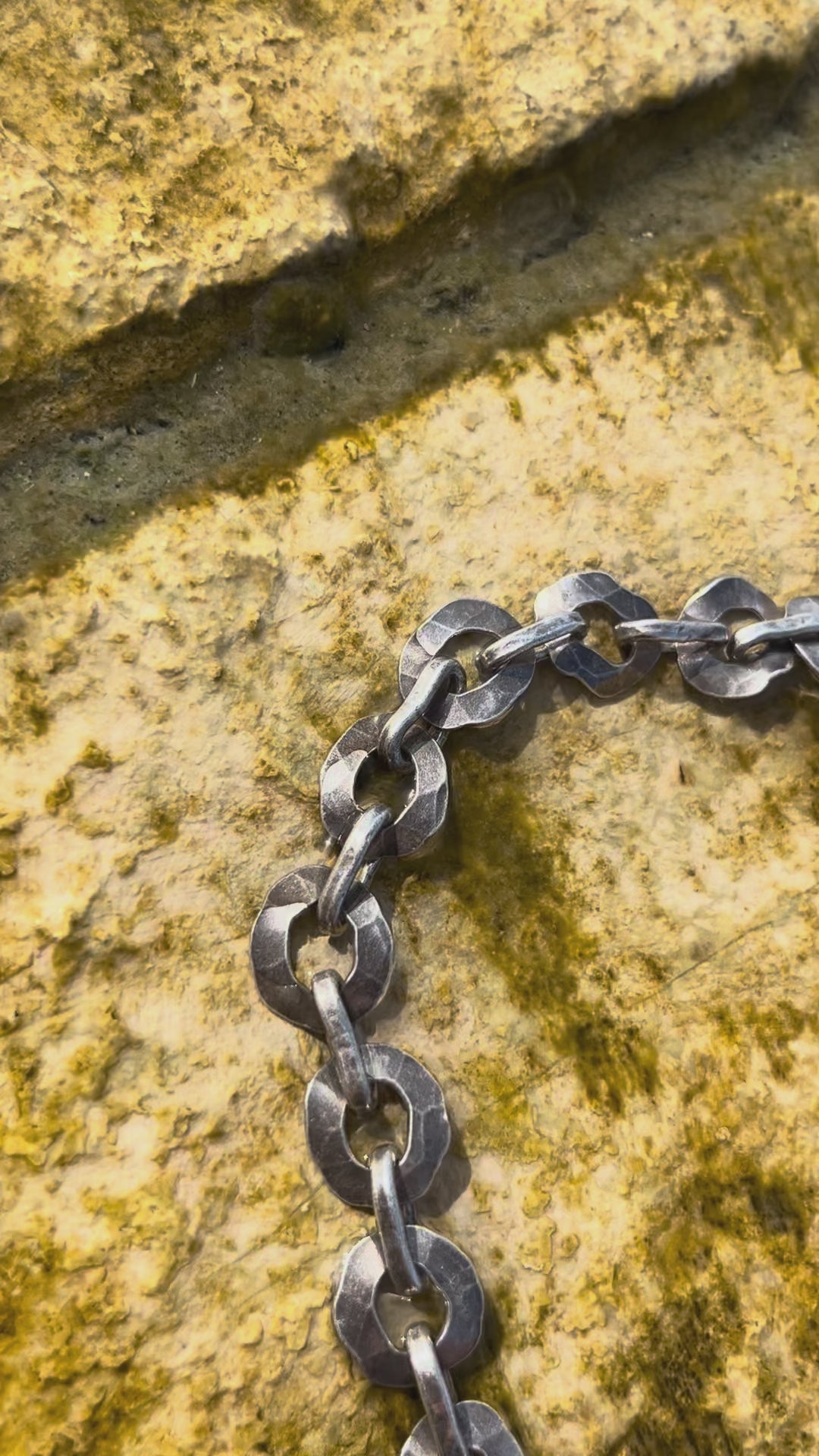 Brutalist hammered oval necklace