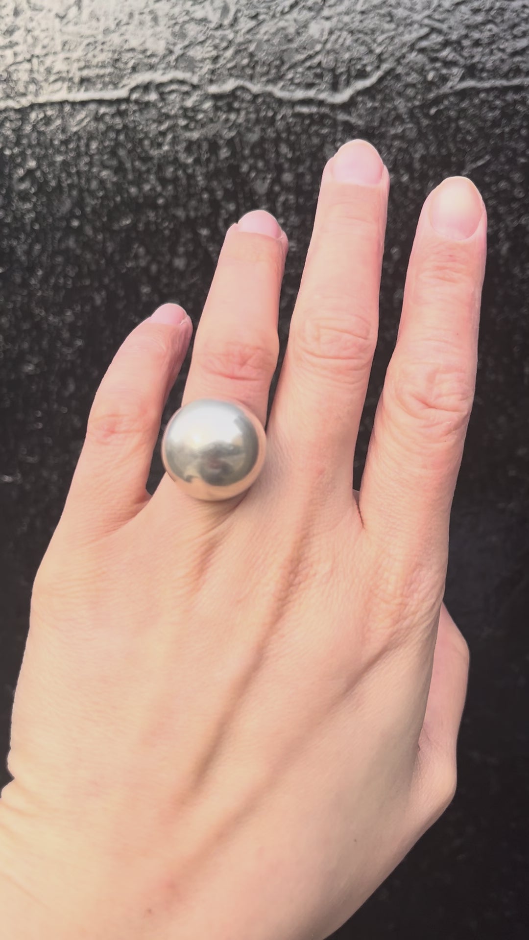 Video of vintage domed ring in polished sterling silver showing sculptural form, split shoulders, and reflective finish in motion – Auric Vintage